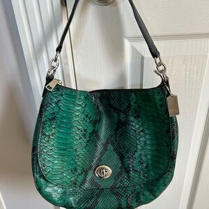 Coach Green Snake Print Shoulder Bag